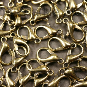 Antique brass lobster clasp, zinc alloy brass plated, 6mm x 12mm, made in Europe, high quality clasp, (#06-2005A), choice of quantity