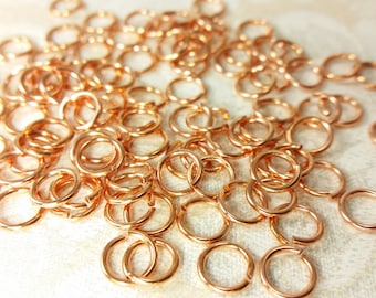 Solid copper jump rings, 7.8mm outside dimension, 5.8mm inside dimension, 18 gauge hard wire, handcrafted rings, (#02-2008D)