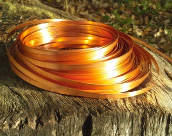 24ga 1/8" wide copper strip, dead soft, USA made #110 copper, cabochon bezel, flat wire, copper strips, 24 gauge metal strip, from 3 feet+