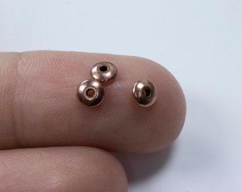 Petites perles d'espacement en laiton 4 mm x 1,3 mm, plaque de cuivre antique, trou de 0,9 mm pour fil de calibre 20 ou plus fin, perles européennes de haute qualité (#06-1009B)