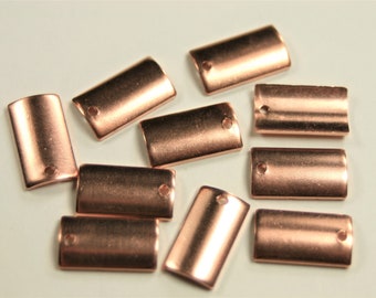 18ga solid copper blanks, curved rectangle with top hole, 14.3mm x 8.0mm, enameling blank, stamping tag, painting blank copper charms, 10pcs