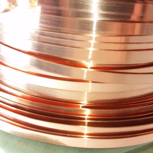 26ga copper bezel strip  - 1/8" Wide -  dead soft, copper metal strips, flat wire, 26 gauge thick x 1/8" wide, from 3 feet+