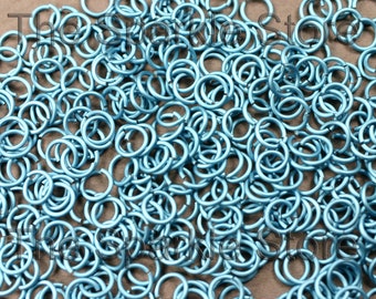 100 20ga matte sky blue jump rings, 6.7mm OD, 5mm ID (3/16"), anodized aluminum medium blue rings, 20 gauge wire, (02-2002C)