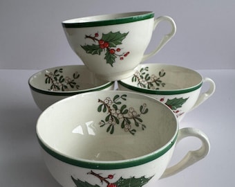 Spode Christmas Tree teacups for Plummer Ltd/ no saucers / set of four