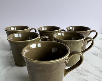 Sheffield Mugs Granada Avacado Green stoneware 1960’s MCM