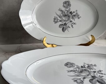 Set of 2 matching Rose pattern Nannette Schumann Germany platters