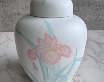 Vintage Floral Ginger Jar Pink Iris