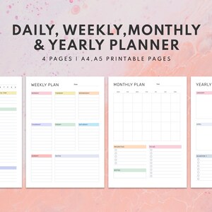 Planner Bundle, Daily Planner, Weekly Planner, Monthly Planner, Printable planner, Planner set, Planner Inserts, Instant Download, A4/A5