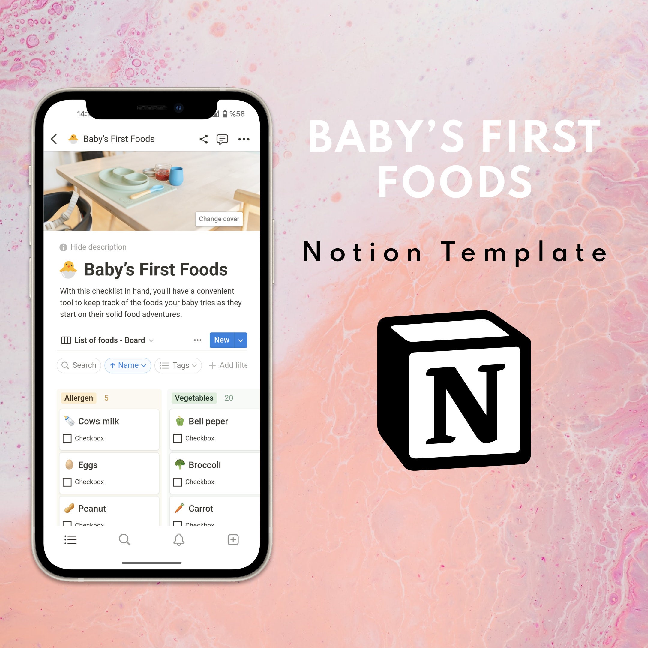 Baby Food Tracker Template