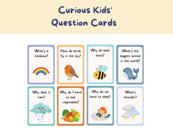 Cartes de questions pour enfants curieux, Démarreurs de conversation, Jeux familiaux amusants, Apprentissage interactif, Jeux éducatifs pour enfants, Téléchargement instantané