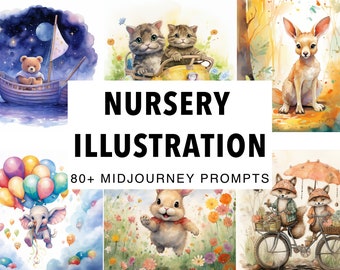 Plus de 80 invites de mi-journée pour les chambres de bébé, l'art de l'IA, l'art numérique de mi-journée, l'art généré par l'IA