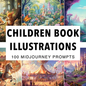 Puede incluir: Un collage de seis ilustraciones que representan escenas fantásticas de un libro para niños. Las ilustraciones incluyen una fiesta de té con animales del bosque, un camino mágico en el bosque que lleva a un castillo, un castillo rosa en un lago, un carrusel con una niña montando un caballo, una feria con una carpa a rayas y un castillo de cuento de hadas en una colina con cerezos en flor rosa.