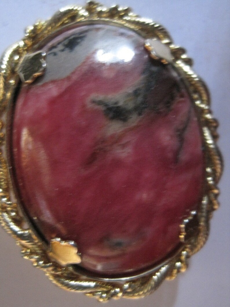 Vintage Pendant brooch Rodhonite stone image 1