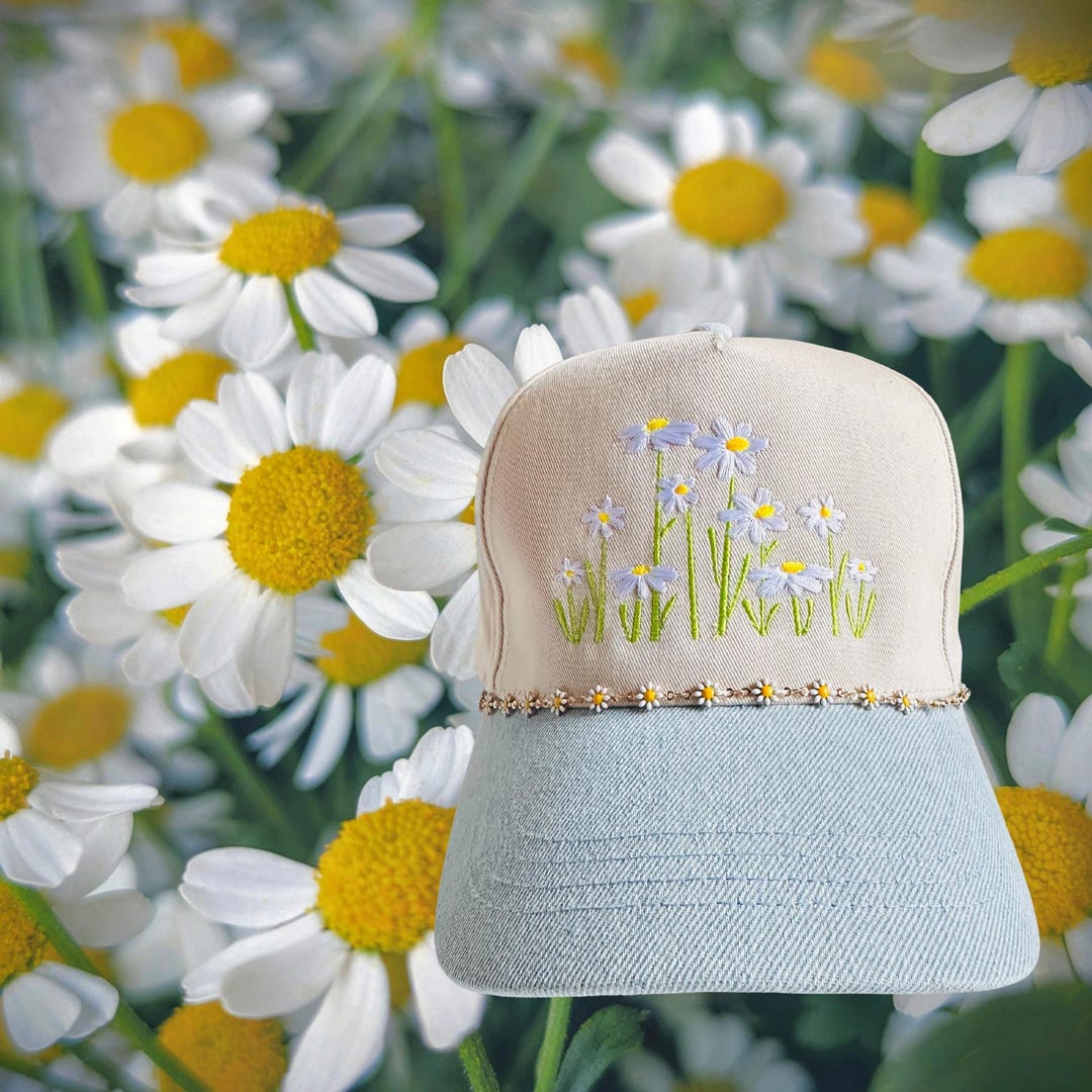 Daisy Embroidered Hat, Floral Baseball Hat for Women, Cottagecore ...