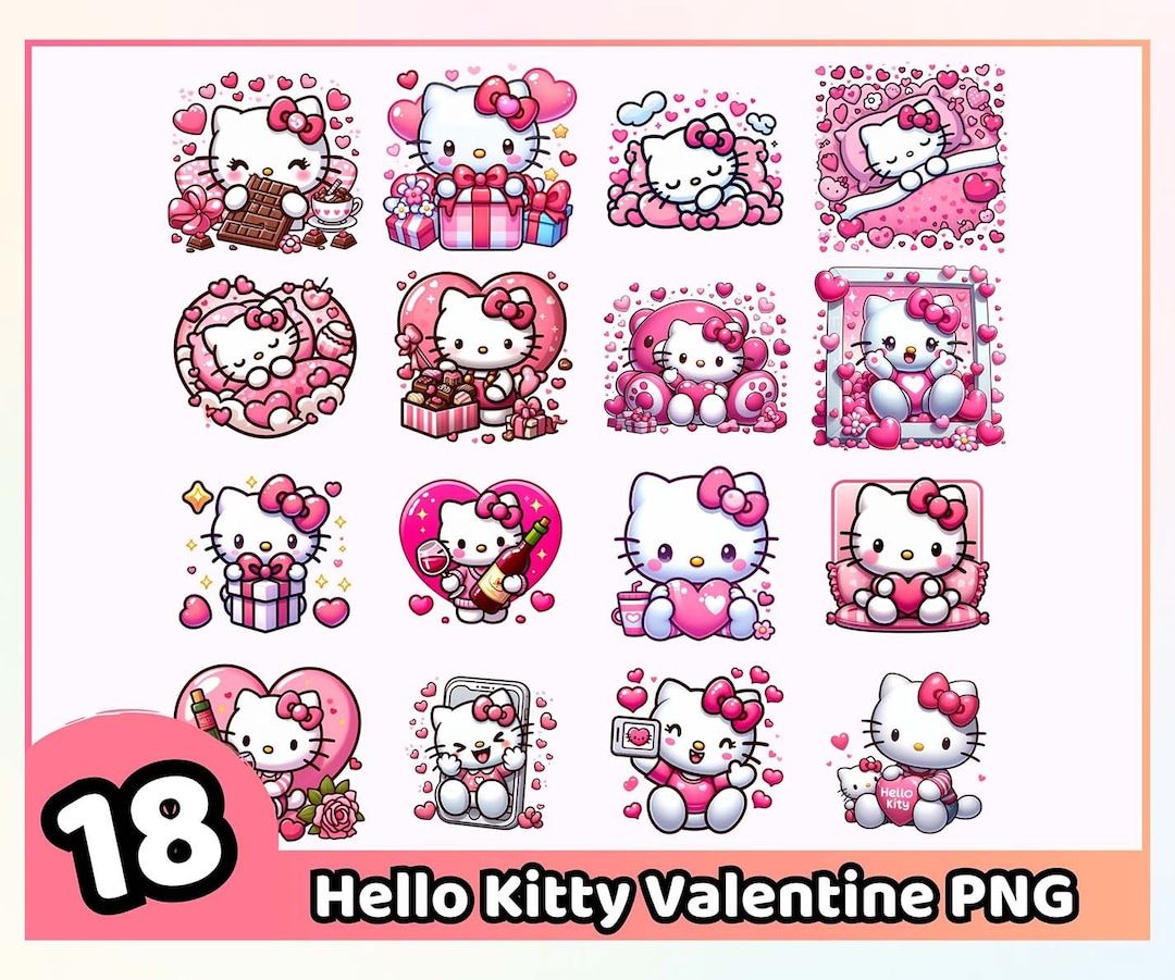 18 Valentine Kitty PNG Pink Valentine Decor Kitty Clipart - Etsy