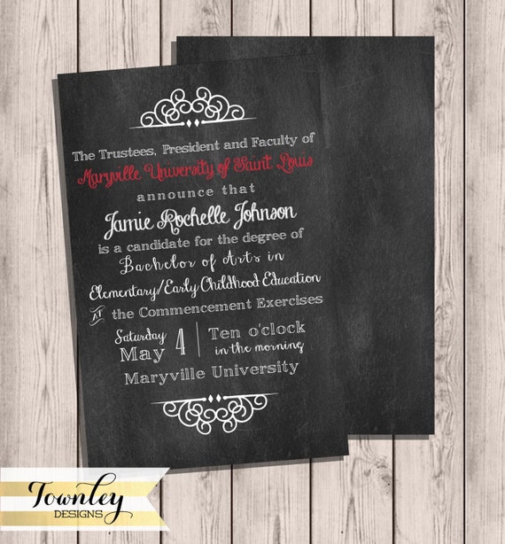 graduation invitation chalkboard chalkboard invitation etsy