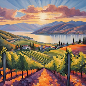 Okanagan Lake Vineyard Digital Print