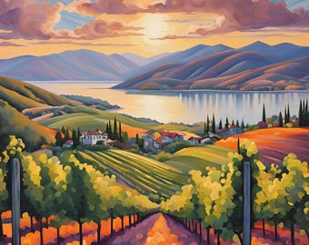 Okanagan Lake Vineyard Digital Print