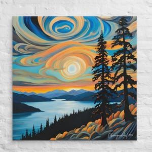 Swirly Night Okanagan Lake Digital Download