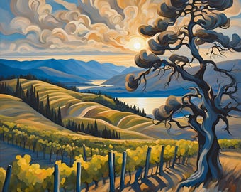 Cielo arremolinado del valle de Okanagan