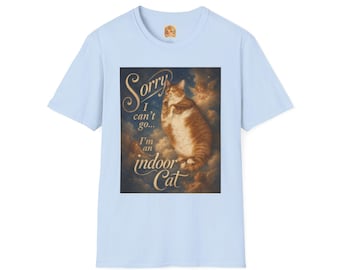 Sorry I Can't Go I'm an Indoor Cat T-Shirt | Vintage Cat Illustration
