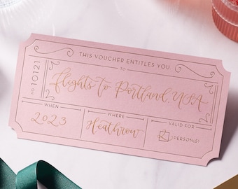 Calligraphy Golden Ticket, Gift Voucher, Personalised Event Ticket, Surprise Trip Reveal, Experience Gift Ticket, Holiday, Surprise, Concert