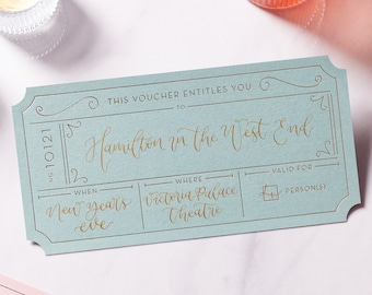 Calligraphy Golden Ticket, Gift Voucher, Personalised Event Ticket, Surprise Trip Reveal, Experience Gift Ticket, Holiday, Surprise, Concert