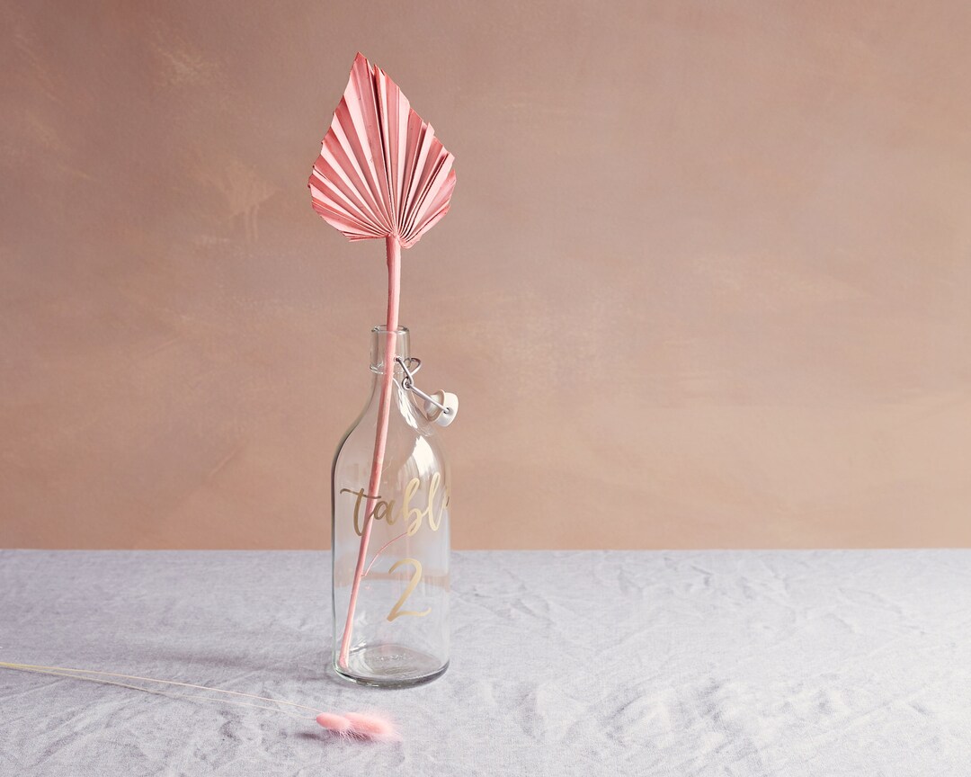 Glass Bottle Table Number Vase, Personalised Table Numbers Wedding