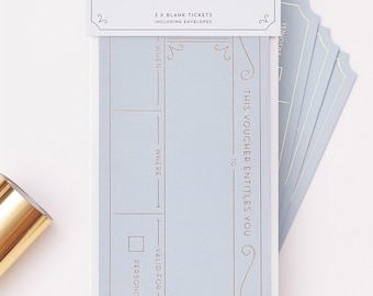 3 x Blank Golden Tickets, Gift Voucher, Personalised Event Ticket, Surprise Trip Reveal, Experience Gift Ticket, Holiday Surprise Concert