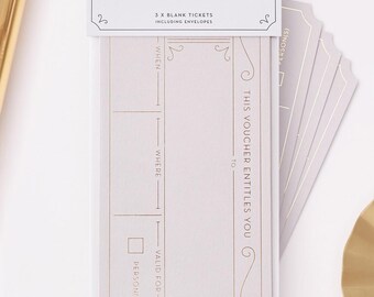 3 x Blank Golden Tickets, Gift Voucher, Personalised Event Ticket, Surprise Trip Reveal, Experience Gift Ticket, Holiday Surprise Concert