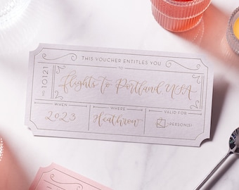 Calligraphy Golden Ticket, Gift Voucher, Personalised Event Ticket, Surprise Trip Reveal, Experience Gift Ticket, Holiday, Surprise, Concert