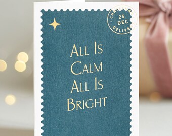 All Is Calm - Stamp Inspired Christmas Card Gold Foil