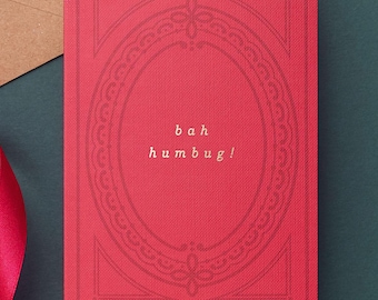 Bah Humbug! Book Club Christmas Card, Vintage Greeting Card
