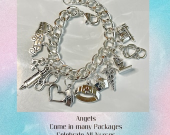 Nurses Charm Bracelet Silver Tone