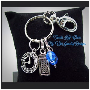 Tardis Inspired Keychain with blue beads