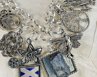Bracelet Outlander Sassenach - Motif Chardon écossais Et Libellule Fraser