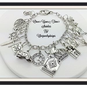 Once Upon a Time Inspired Charm Bracelet Jewelry Stainless Edition by Uberjewelrydesigns