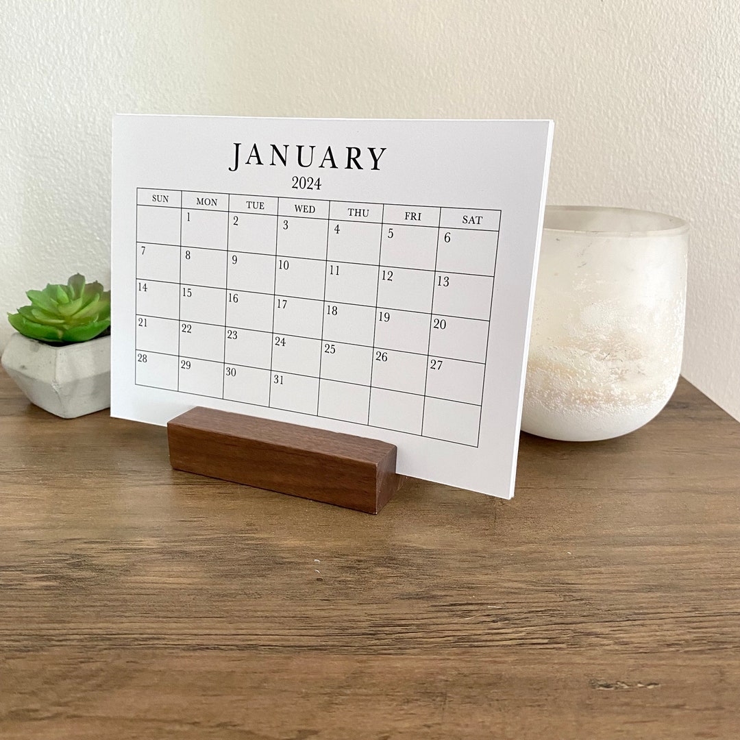 Small Monthly Desk Calendar With Boxes, 5x7, 12 Months - Etsy