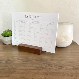 Small monthly desk calendar with boxes, 5x7, 12 months