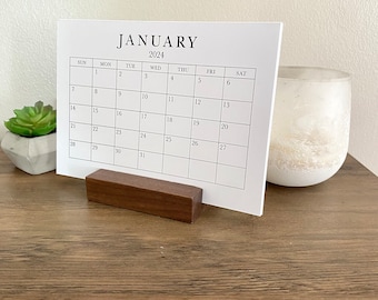 Small monthly desk calendar with boxes, 5x7, 12 months