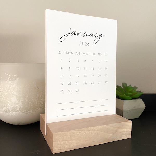 2024 Monthly Desk Calendar with notes lines, 4x6