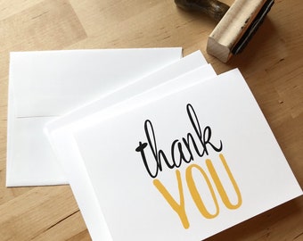 Thank you cards, pack of 8 with envelopes