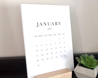 12 month desk calendar cards, 2027 printed 5x7