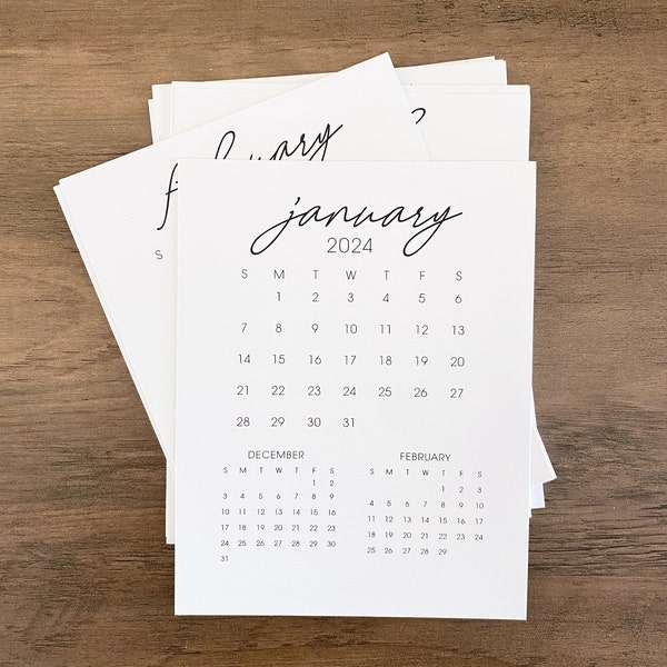 Printable 2024 Monthly Desk Calendar small 5x7 in