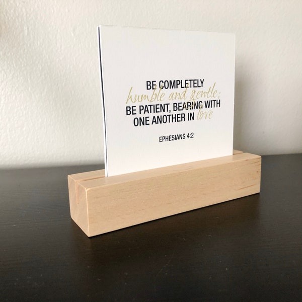 Wood block stand holder for card packs