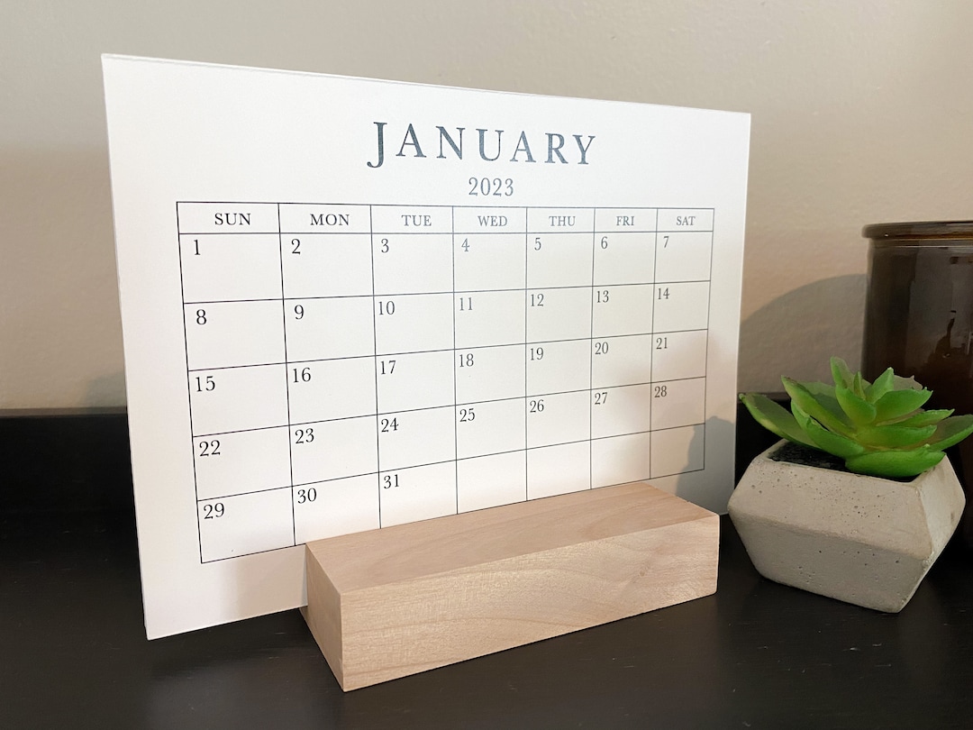Small Monthly Desk Calendar With Boxes 5x7 12 Months Etsy