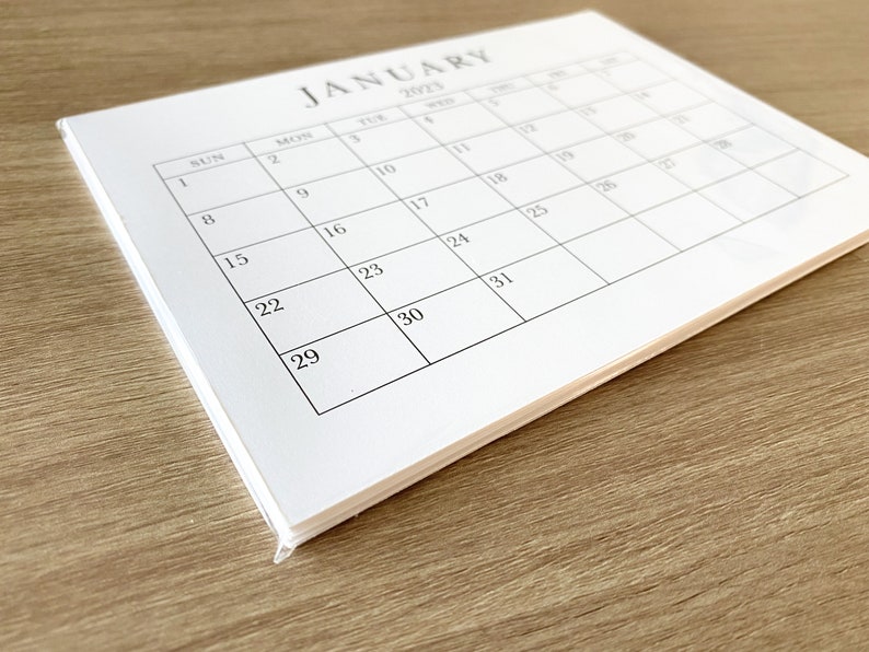 Small Monthly Desk Calendar With Boxes 5x7 12 Months Etsy