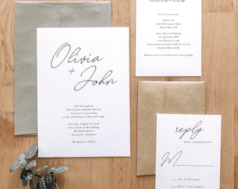 Script modern wedding invitations