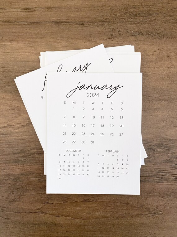 5x7 2024 Monthly Desk Calendar Cards - Etsy