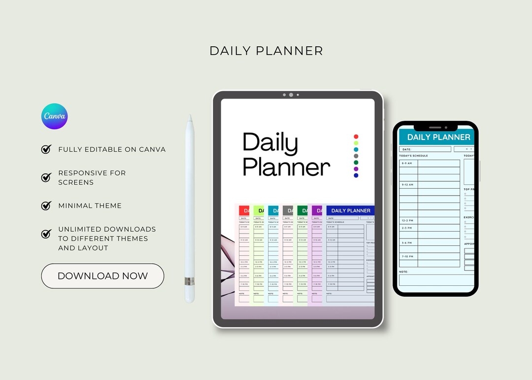 Daily Planner Printable, Time Blocking Schedule, Productivity Planner ...
